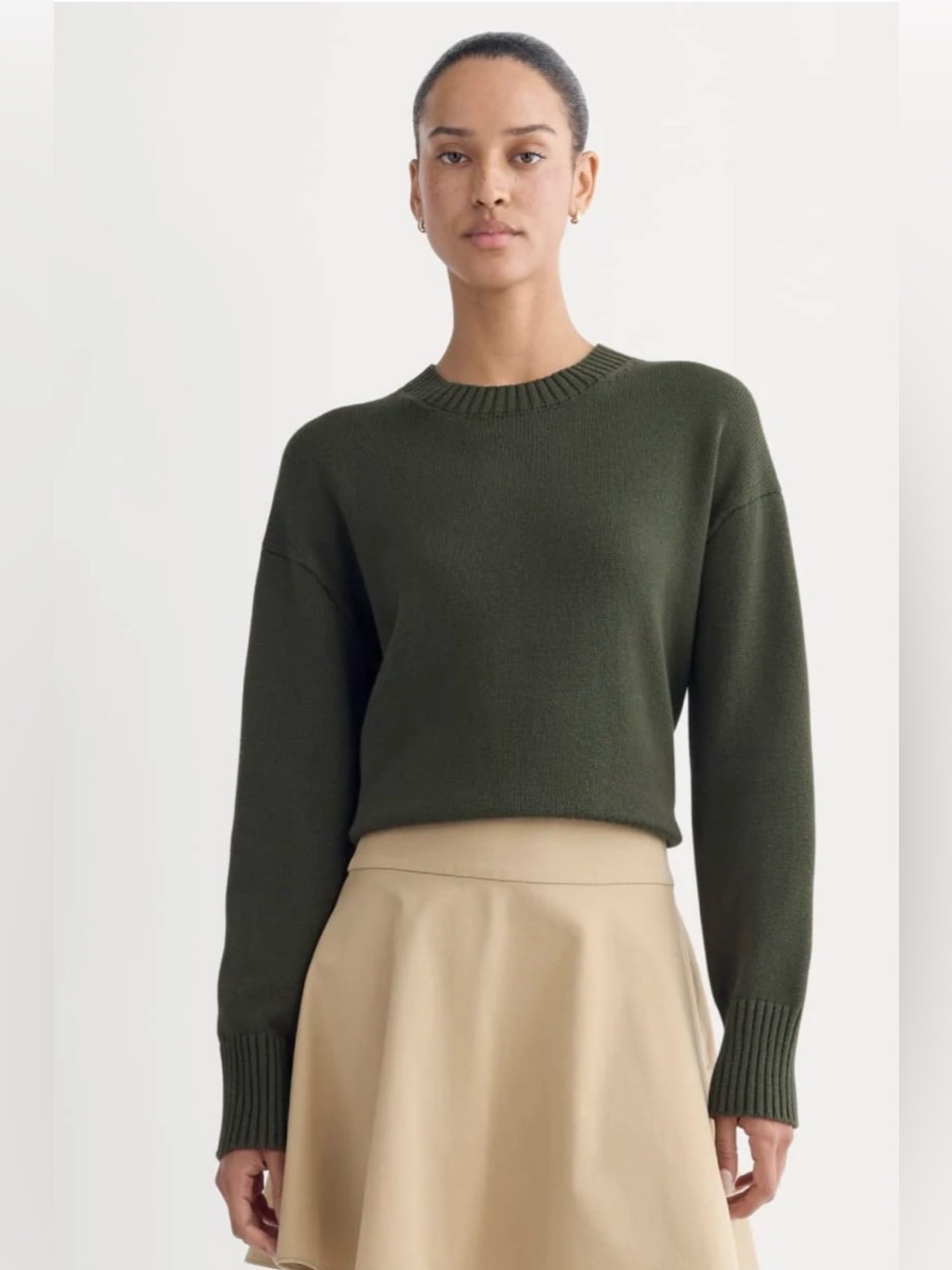New Everlane The Organic Cotton Crew Sweater In Dark Green S Dark Academia Chic